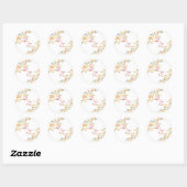 Sticker Rond Rose et Berry Mariage de tiges d'aquarelle (Feuille)