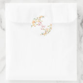 Sticker Rond Rose et Berry Mariage de tiges d'aquarelle (Sac)