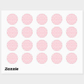 Sticker Rond Rose et Blanc à pois (Feuille)