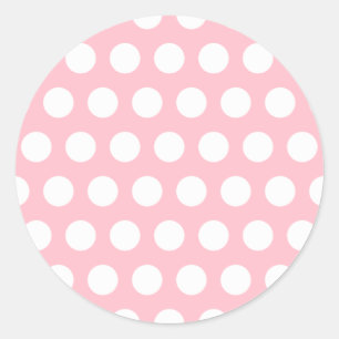 Sticker Rond Rose et Blanc à pois