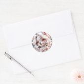 Sticker Rond Rosé Et Blanc Fluffé (Enveloppe)