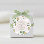 Sticker Rond Rose et blanc irlandais bébé fille Merci Favor