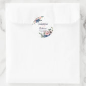 Sticker Rond Rose et bleu aquarelle florale mariage classique o (Sac)