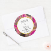 Sticker Rond Rose et Noir avec Mariage de Merci de  de perches  (Enveloppe)