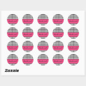 Sticker Rond rose et noir dot merci (Feuille)