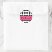 Sticker Rond rose et noir dot merci (Sac)