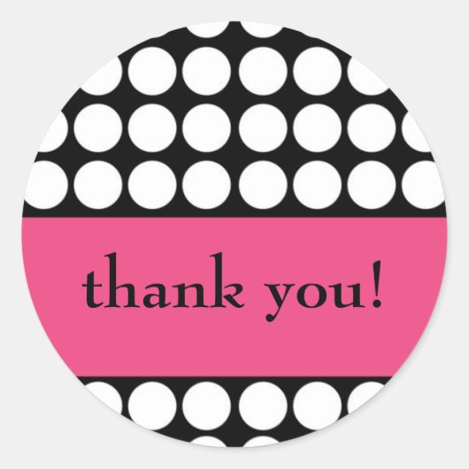 Sticker Rond rose et noir dot merci (Devant)