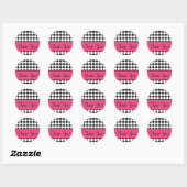 Sticker Rond rose et noir point merci script (Feuille)