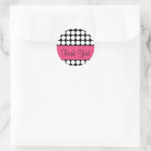 Sticker Rond rose et noir point merci script (Sac)