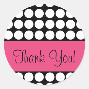 Sticker Rond rose et noir point merci script
