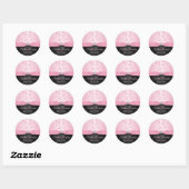 Sticker rond rose et noire de 1,5 po (Feuille)