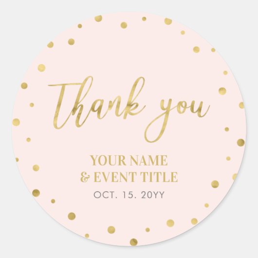 Sticker Rond Rose et or | Anniversaire moderne Favoriser Merci (Devant)