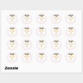 Sticker Rond Rose et Or Script "Merci avec beaucoup d'amour" (Feuille)