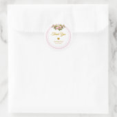 Sticker Rond Rose et Or Script "Merci avec beaucoup d'amour" (Sac)