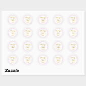 Sticker Rond Rose et Or Script "Merci avec beaucoup d'amour" (Feuille)