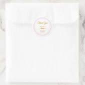 Sticker Rond Rose et Or Script "Merci avec beaucoup d'amour" (Sac)