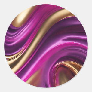 Sticker Rond Rose et or violet moderne-