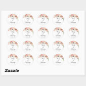 Sticker Rond Rose et Peach Moderne Mariage aquarelle (Feuille)