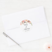 Sticker Rond Rose et Peach Moderne Mariage aquarelle (Enveloppe)