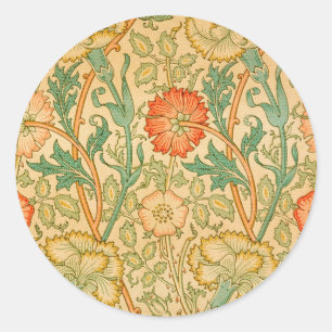 Sticker Rond Rose Et Rose Par William Morris