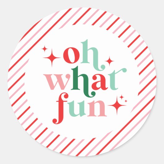 Sticker Rond Rose et rouge rétro Oh Quoi de amusant (Devant)