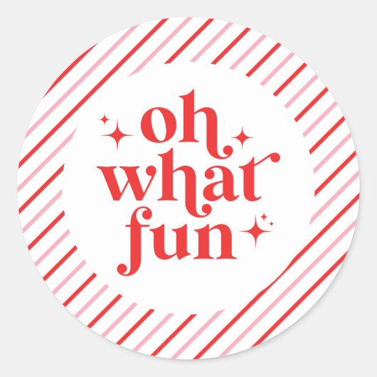 Sticker Rond Rose et rouge rétro Oh Quoi de amusant (Devant)