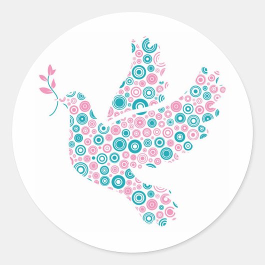 Sticker Rond Rose et Turquoise DOVE (Devant)