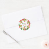 Sticker Rond Rose et Vert Fraise Merci Beaucoup (Enveloppe)