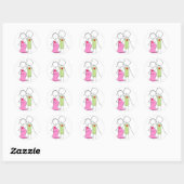 Sticker Rond Rose et vert, l'attente couple (Feuille)