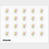 Sticker Rond Rose et vert sur mon esprit (Feuille)
