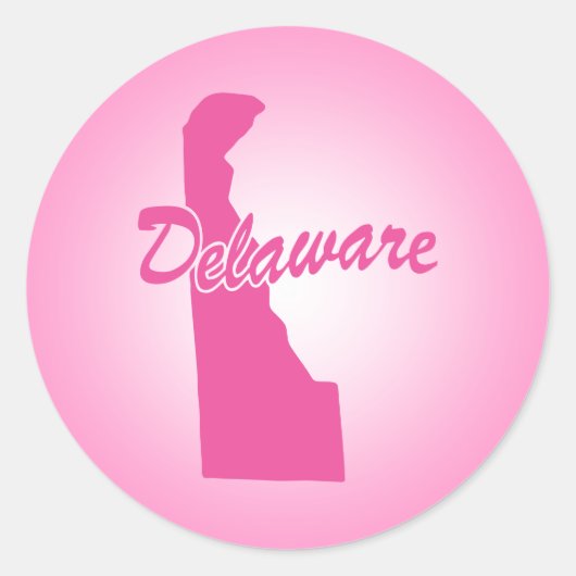 Sticker rond rose État Delaware classique (Devant)