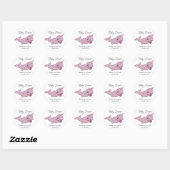 Sticker Rond Rose étroit | Girly Kawaii Chibi Douche de dessin (Feuille)