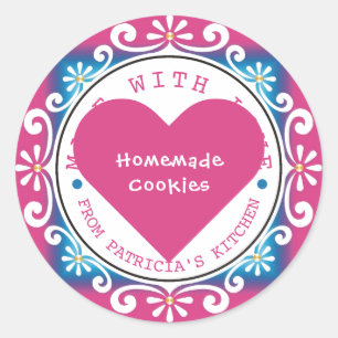 Sticker Rond Rose Fabriqué Avec Des Biscuits Amoureux De La Cui