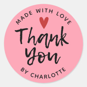 Sticker Rond Rose Fabriqué Avec Merci D'Amour