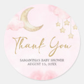Sticker Rond Rose Fête de Bébé Over the Moon (Devant)