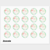 Sticker Rond rose flamingo or merci (Feuille)