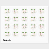 Sticker Rond Rose flamingo Palm Springs monogramme enterrement (Feuille)