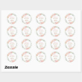 Sticker Rond Rose Fleur Chic Baby Shower Naissance Fille Annive (Feuille)