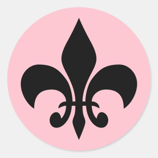 Sticker rond rose Fleur de lis (Devant)