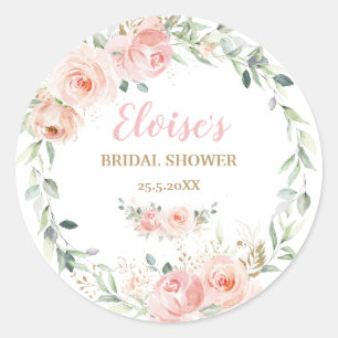 Sticker Rond Rose Fleurie Élégante pour Bébé Mariage Anniversai