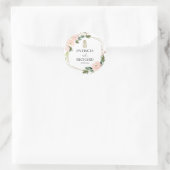 Sticker Rond Rose Fleurs Géométrique Or Mariage Classique R (Sac)