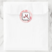 Sticker Rond Rose floral Abstrait avec Monogramme (Sac)