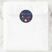 Sticker Rond Rose Floral  bleu bleu rose bordeaux Mariage (Sac)