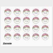 Sticker rond rose floral classique (Feuille)