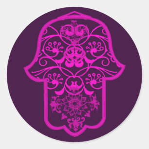 Sticker Rond Rose floral de Hamsa