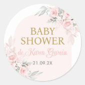 Sticker Rond Rose Floral espagnol Baby shower fille (Devant)