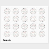 Sticker Rond Rose Floral Gold Green Script Mariage Merci (Feuille)