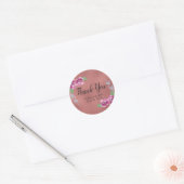 Sticker Rond Rose Floral Gold Wedding Favoriser Merci (Enveloppe)