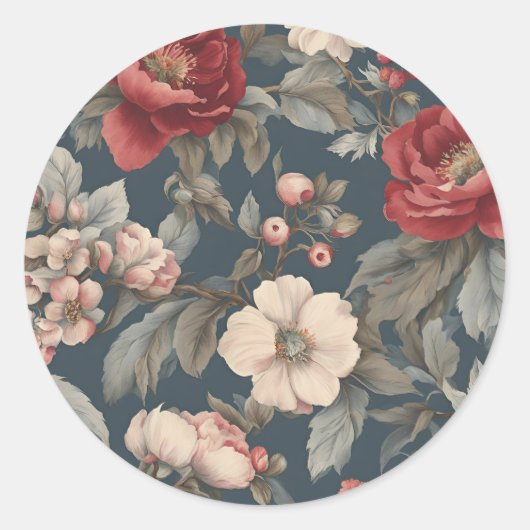 Sticker Rond Rose Floral on Spruce (Devant)