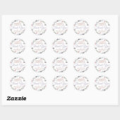 Sticker Rond Rose Floral violet Script Mariage Merci (Feuille)
